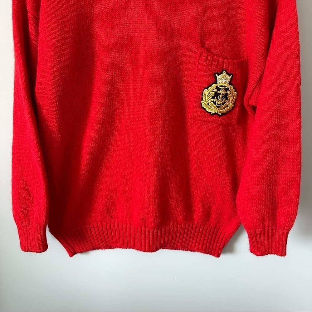 Vintage Jerslid Womens L Red Nautical Knit Sweater USA Made Wool Blend - Picture 3 of 12